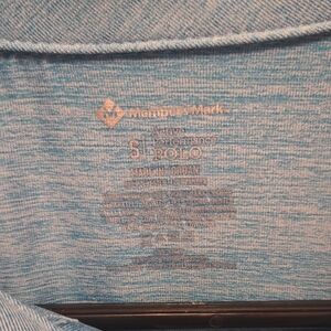 Blue Textured Polo Shirt with Knit Fabric